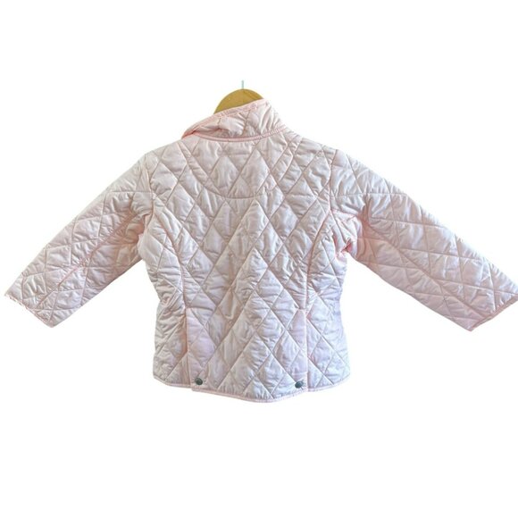 Lands End Girls Quilted Jacket Size 4 Pearl Pink Machine Wash Preppy - Picture 4 of 5